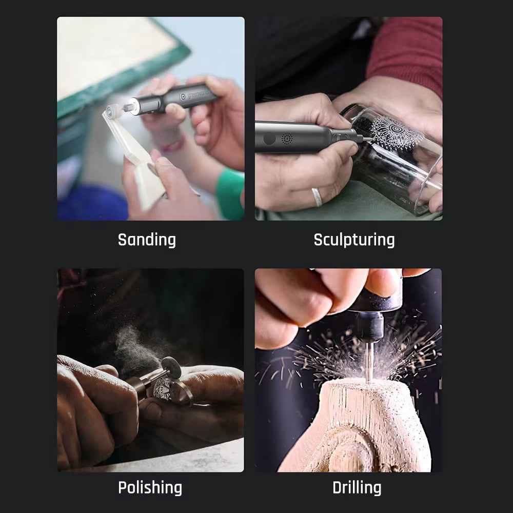 Greenworks 8V Cordless Mini Engraving Grinder with 52 Accessories, 80W Variable Speed Electric Engraving Tool, Lithium Battery