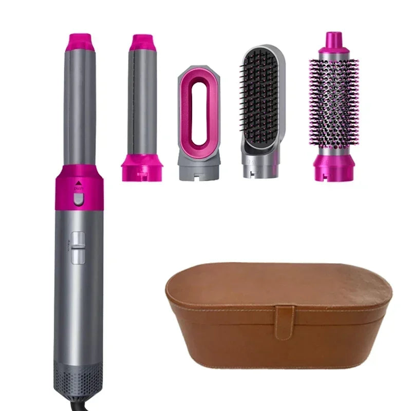 5-in-1 Professional Hair Dryer, Styling Tool Set, Hot Comb, Curling Iron, and Hair Straightener