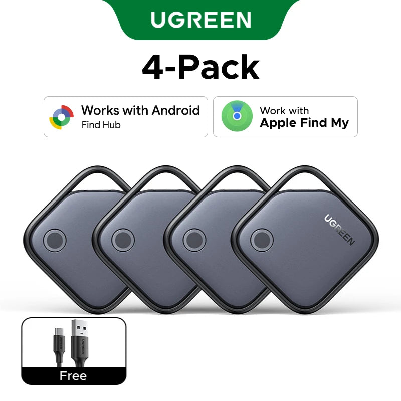 UGreen Dual System Compatible Smart Finder for Apple Find My (iOS) and Find Hub App (Android) Bluetooth Tracker Card