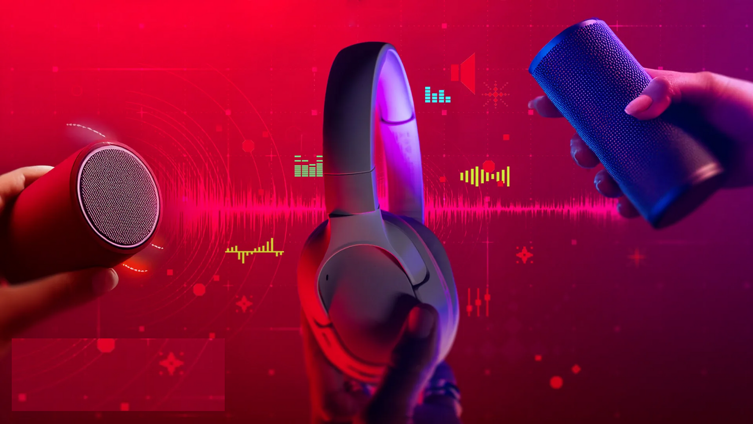 Headphones, Earbuds, Speakers