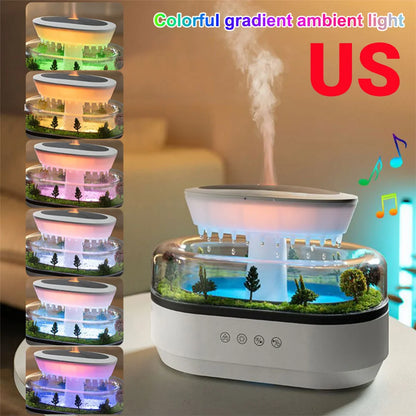 Rain Cloud and canyon Air Humidifier with Micro Landscape and Cool Mist Functionality, Featuring 7-Color Night Light and Essential Oil Diffuser