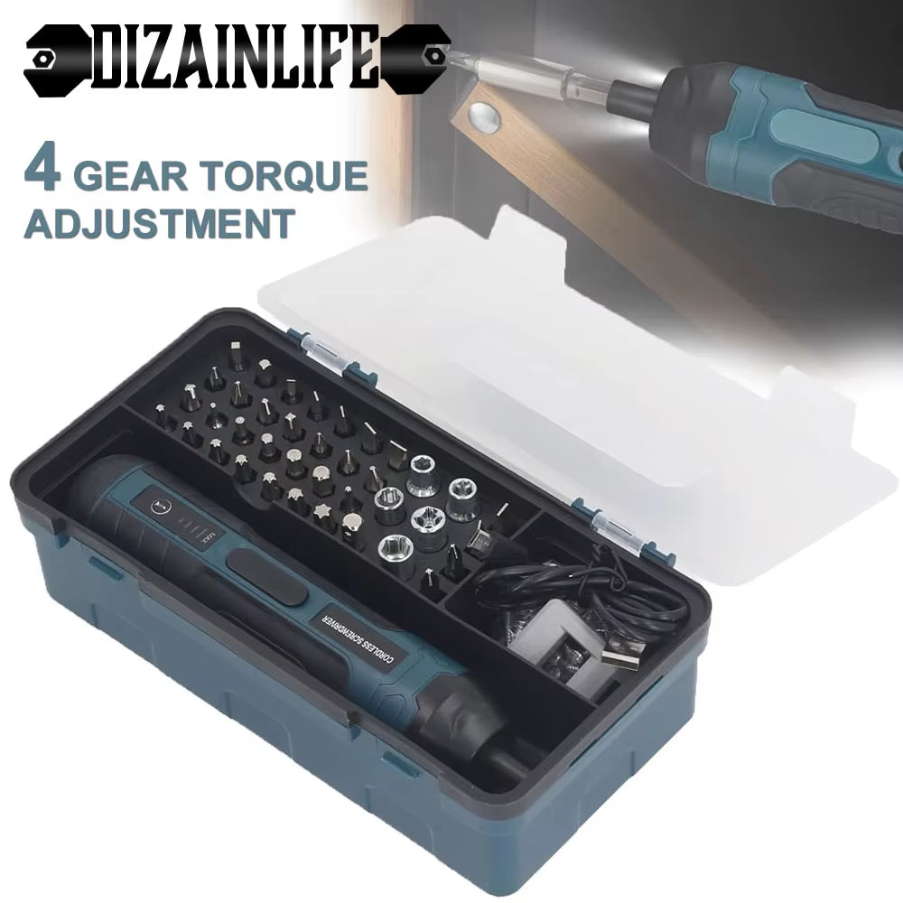 Rechargeable Mini Cordless Electric Screwdriver with 1300mAh Battery - Multi-Function Adjustable Torque Power Drill for Disassembly and Repair