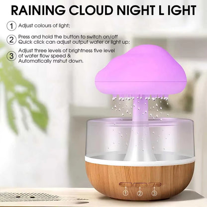 Rain Cloud Humidifier with Colorful Mushroom Design - Atmospheric Night Light and Essential Oil Aromatherapy Diffuser