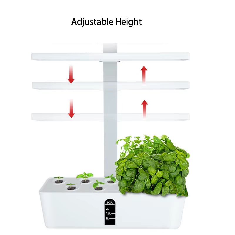 Indoor Hydroponics Growing System with Smart Automatic Timer and Adjustable Height, 9-Pod Herb Garden Planter