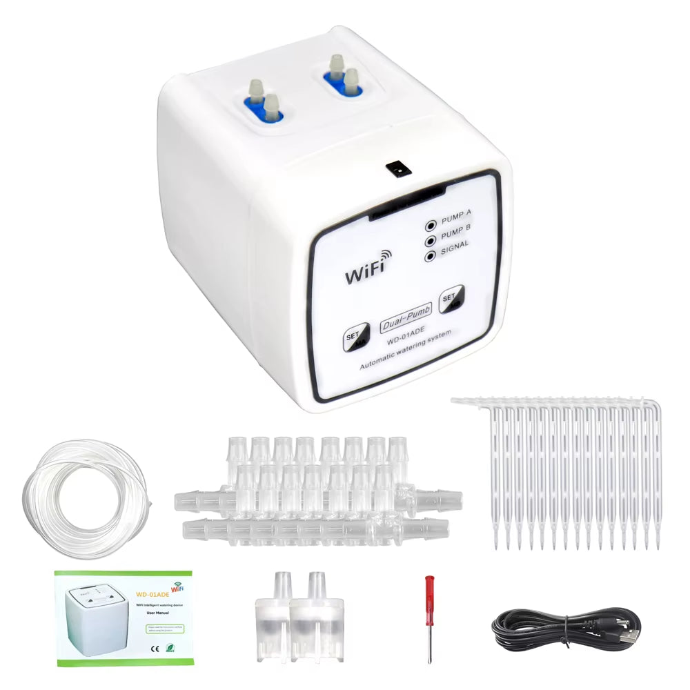 Intelligent WiFi-Enabled Dual Pump Timed Automatic Drip Irrigation System with Remote App Control for Garden Plants and Flowers