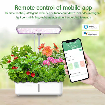 Tuya Smart Hydroponic Plant Growing System with LED Light and Self-Watering Features for Indoor Home Gardening