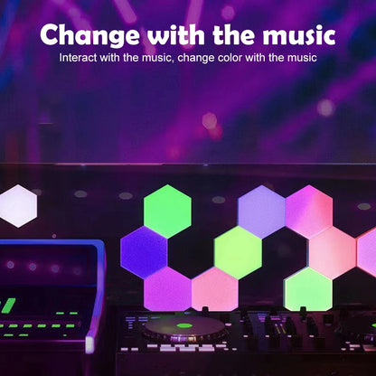 Hexagon RGB LED Light Panels for Gaming Rooms -with Musical Rhythm Sync, App Control 