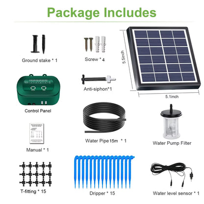 Solar-Powered Intelligent Irrigation System 6V 2W with Integrated 1800mAh Battery for Potted Plants - DIY Timed Watering Solution