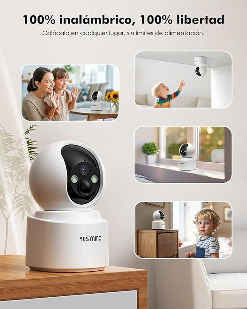 2K Indoor Wifi Surveillance Camera Battery Safety Camera Security Cameras for Home