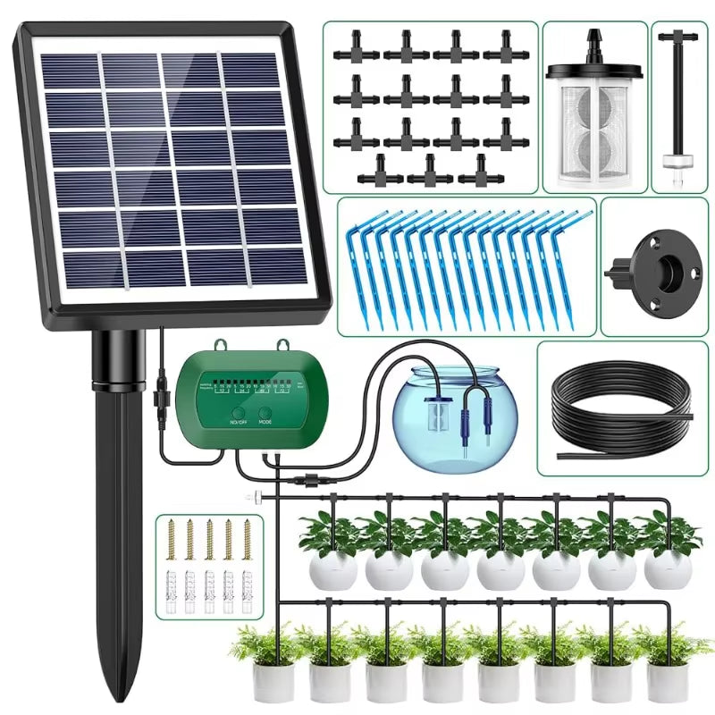 Solar-Powered Intelligent Irrigation System 6V 2W with Integrated 1800mAh Battery for Potted Plants - DIY Timed Watering Solution