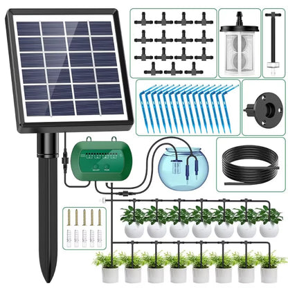 Solar-Powered Intelligent Irrigation System 6V 2W with Integrated 1800mAh Battery for Potted Plants - DIY Timed Watering Solution