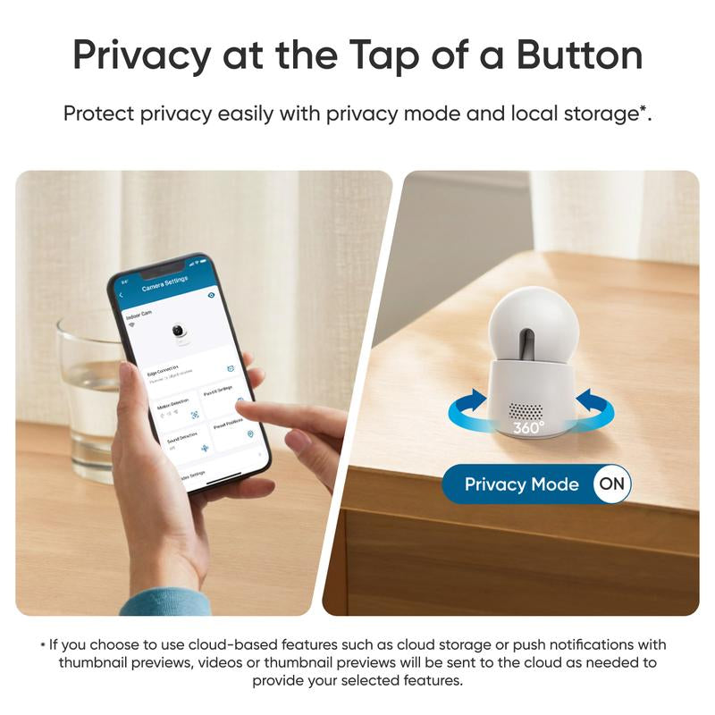 Eufy Indoor Cam E30, Latest Generation, 4K UHD Security Camera, 360 Pan-Tilt, Color Night Vision, AI Detection for Human/Pet/Audio/Crying, Human/Pet Auto Tracking, Works with Homekit