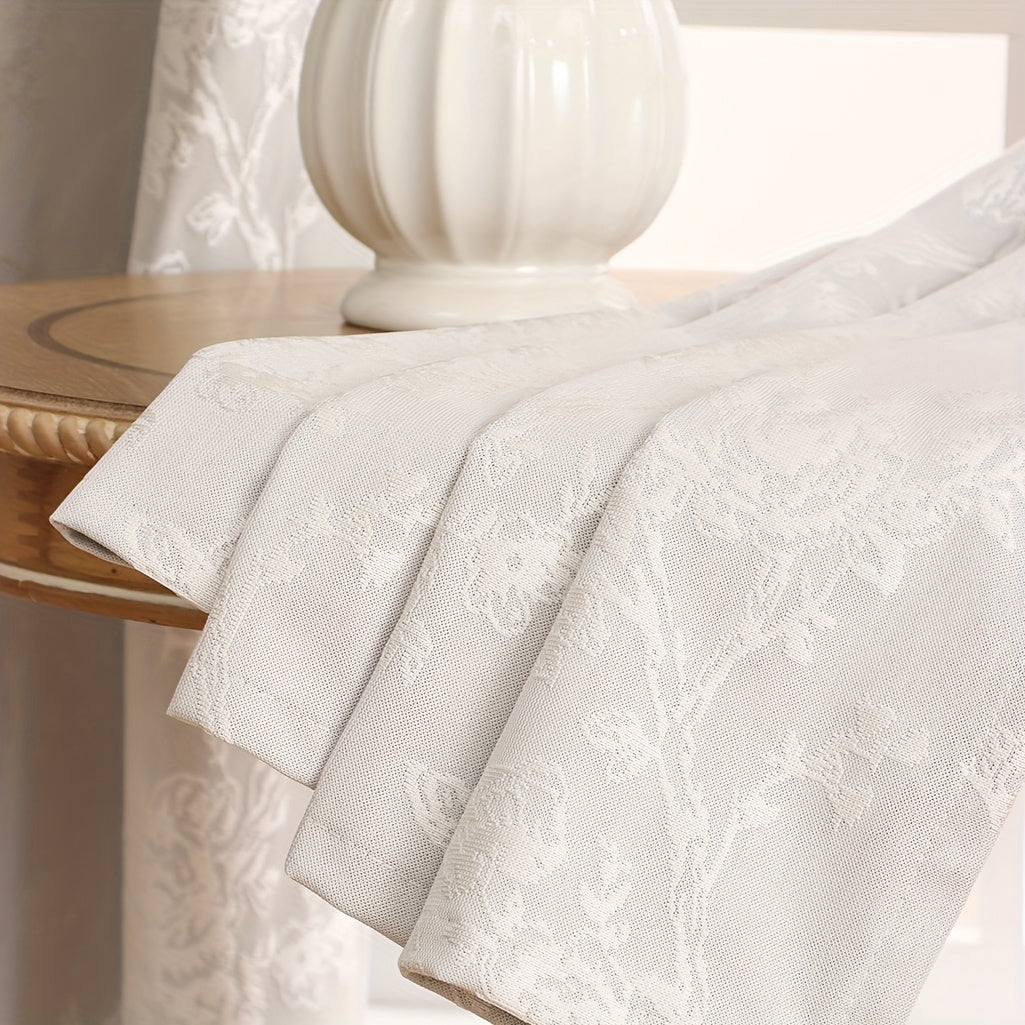 1pc Full Blackout Orange And Beige Peony Laminated Light Luxury Draping Three-Dimensional Perforated Curtains