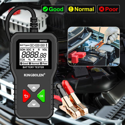 KINGBOLEN BM550 Automotive Battery Tester 6V 12V 24V Car Truck Motorcycles Boats Vehicle Battery Analyzer 100-2000 CCA