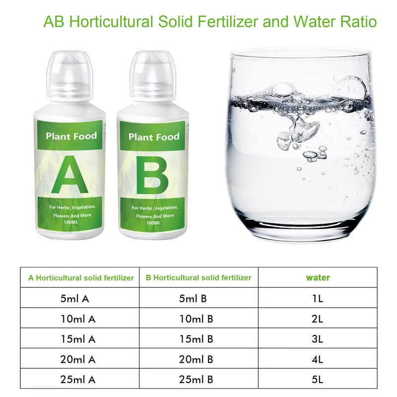 Hydroponic Nutrient Fertilizer AB Solution Set for Optimal Plant Growth in Flowers and Vegetables