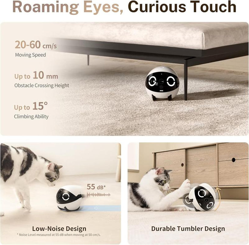 Discover the Enabot EBO 2K Camera Robot ROLA Mini: Your Ultimate Movable Pet Camera with Battery Power, Night Vision, and 2-Way Audio!