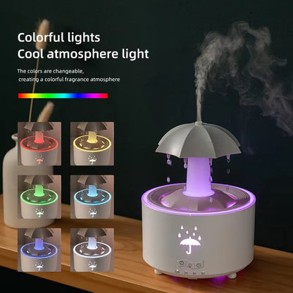Rainbow Raindrop Aromatherapy Diffuser with Rotating Humidifier and 7-Color LED Lamp
