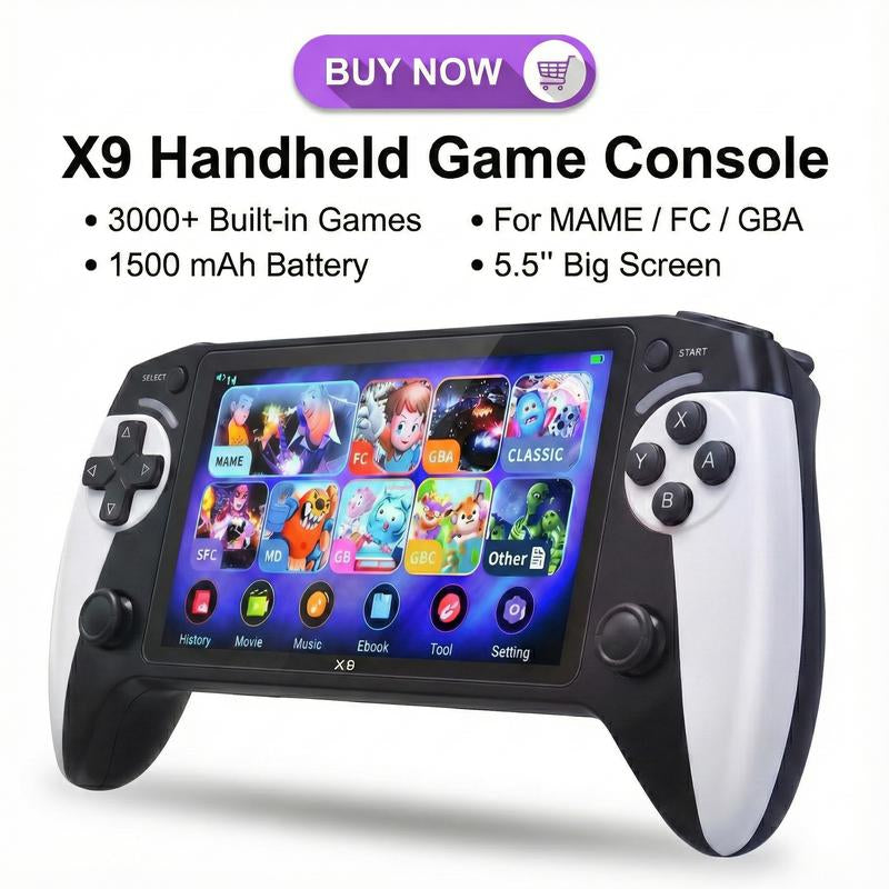 X9 Handheld Game Console, Rechargeableportable Game Console with Built-In 10 Emulatorgames,Handheld Game Console for Home &Travel,Protective,Gaming Products,Controllergrips,Durability Консоль Gameboy Overstockcollectibles Game Stick Pro