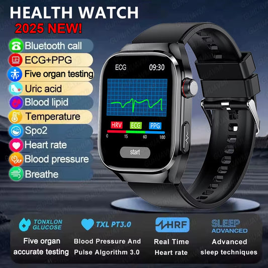 Smart Watch 2025 with Micro Physical Examination ECG, Uric Acid and Body Fat Monitoring, Bluetooth Calling