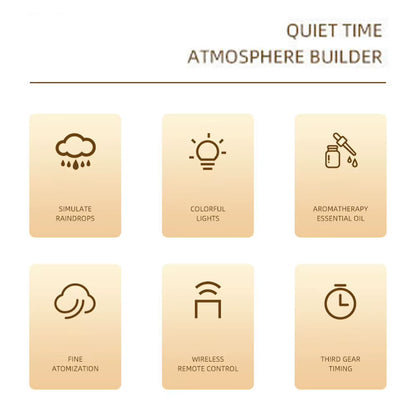 Rainbow Raindrop Aromatherapy Diffuser with Rotating Humidifier and 7-Color LED Lamp