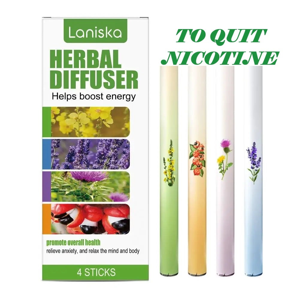 Laniska Herbal Diffuser Energy Boosting Aromatherapy Sticks - 4 Pack with Orangutan Mullein for Enhanced Breathing and Freshness