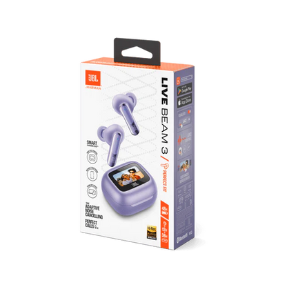 JBL LIVE BEAM 3 True Wireless In-Ear Headphones - Hi-Fi Stereo Bluetooth with Noise Cancellation for Sports and Gaming