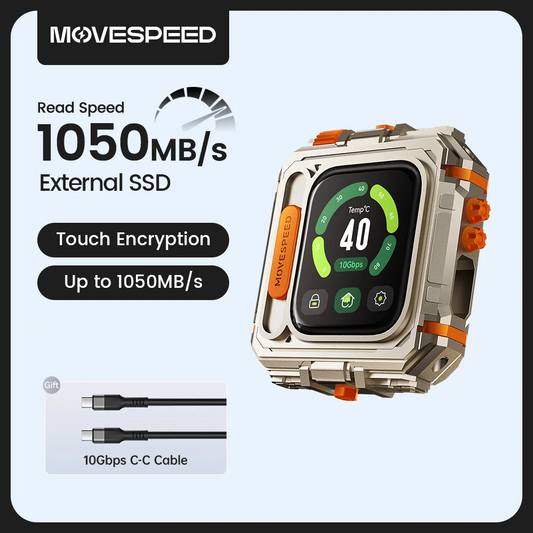 MOVESPEED GD10 1TB External SSD with Touchscreen Encryption, 1050Mb/s USB 3.2 Gen 2 Type-C Hard Drive 