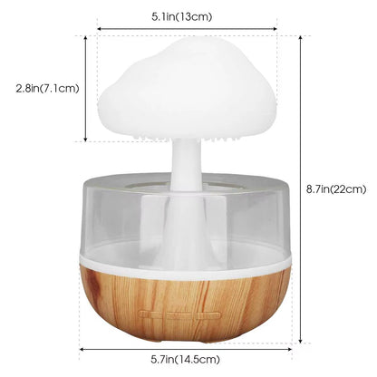 Rain Cloud Humidifier with Colorful Mushroom Design - Atmospheric Night Light and Essential Oil Aromatherapy Diffuser