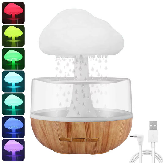 Rain Cloud Humidifier with Colorful Mushroom Design - Atmospheric Night Light and Essential Oil Aromatherapy Diffuser