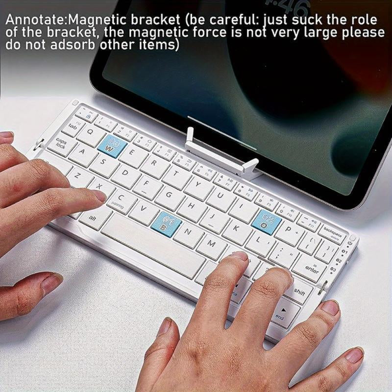 Mini Wireless Keyboard Super Mini Wireless Keyboard - Rechargeable, Foldable Design, Suitable for Android/Windows Tablets and Smartphones, Supports Simultaneous Connection to 3 Devices