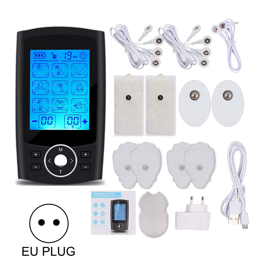Electric Muscle Stimulation (EMS) Therapy Device with 36 Modes, 20 Intensity Levels, Adjustable Lightweight Design, and LCD Display for Pain Relief
