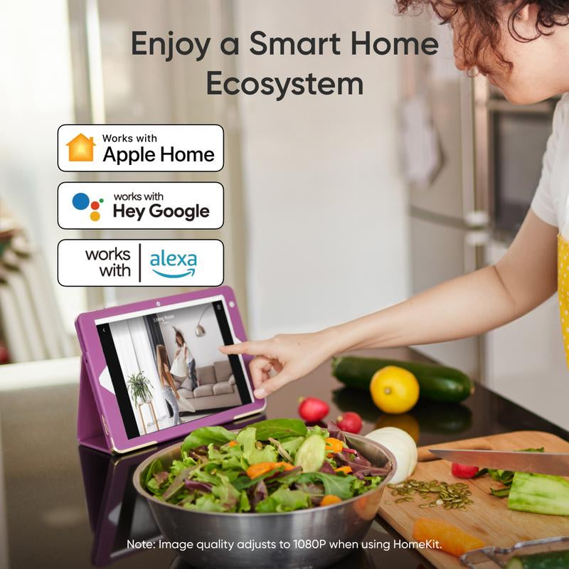 Eufy Indoor Cam E30, Latest Generation, 4K UHD Security Camera, 360 Pan-Tilt, Color Night Vision, AI Detection for Human/Pet/Audio/Crying, Human/Pet Auto Tracking, Works with Homekit