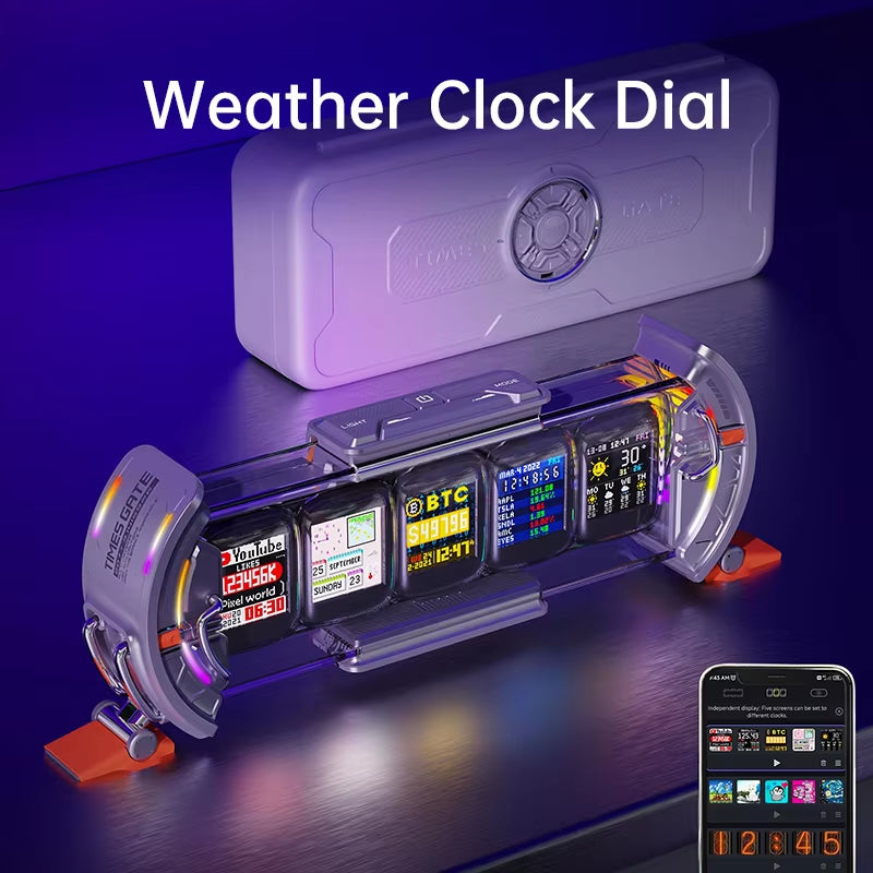 Divoom Times Gate Cyberpunk Gaming Digital Clock with Smart App Control, Wi-Fi Connectivity, and RGB LED Display