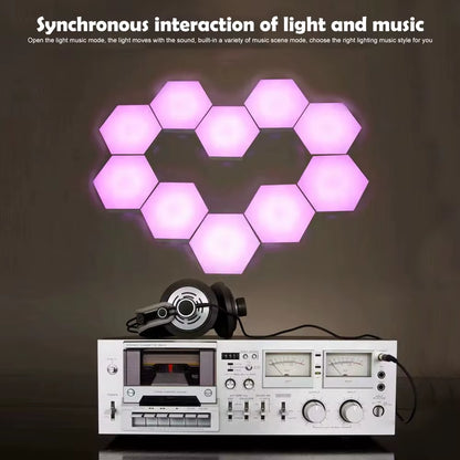 Hexagon RGB LED Light Panels for Gaming Rooms -with Musical Rhythm Sync, App Control 