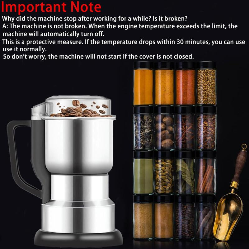 Transform Your Coffee Ritual with the New High-Power 400W Multi-Functional Electric Coffee Bean Grinder – Portable, Food-Grade Stainless Steel Kitchen Essential!