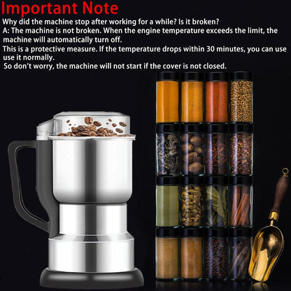 Transform Your Coffee Ritual with the New High-Power 400W Multi-Functional Electric Coffee Bean Grinder – Portable, Food-Grade Stainless Steel Kitchen Essential!