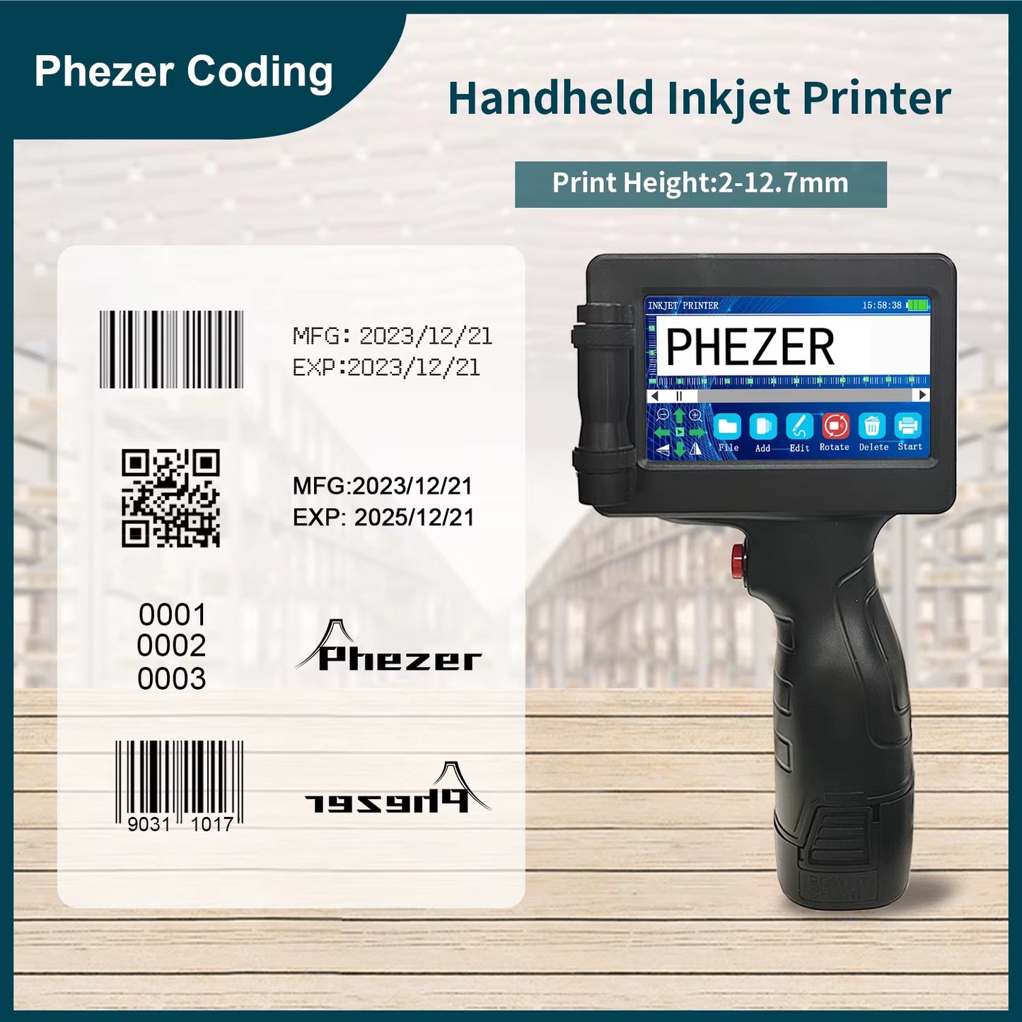 P17 Handheld Inkjet Printer Date Number Expiry Date Logo QR Bar Batch Code Expiry Date 12.7Mm Label Printer 28 Languages
