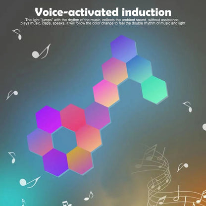 Hexagon RGB LED Light Panels for Gaming Rooms -with Musical Rhythm Sync, App Control 