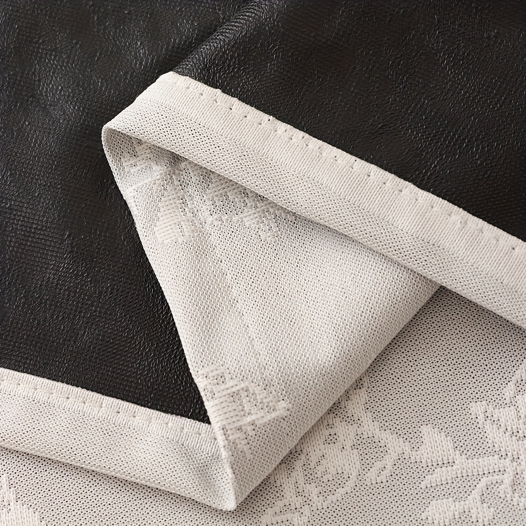 1pc Full Blackout Orange And Beige Peony Laminated Light Luxury Draping Three-Dimensional Perforated Curtains