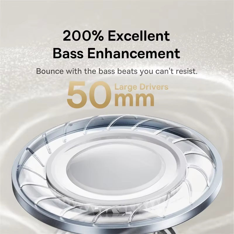 Baseus Pro ANC Wireless Headphones with Hi-Res LDAC and Bluetooth 5.4, Featuring Spatial Audio and 50mm Drivers