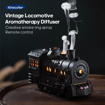 Vintage Train Locomotive Aroma Diffuser and Humidifier with Jellyfish Smoke Ring for Essential Oil Aromatherapy