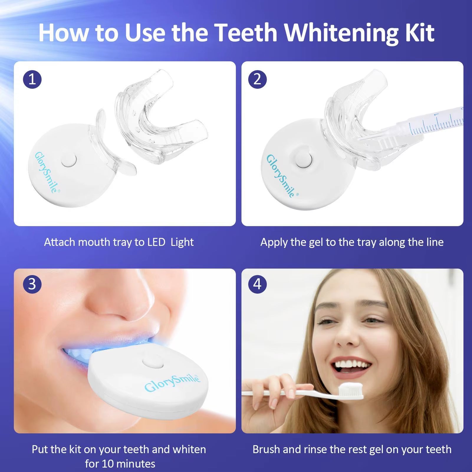 Teeth Whitening Kit with LED Light, 10 Min Fast Teeth Whitener with 3 Professional Teeth Whitening Gel, Safe Enamel and Non-Sens