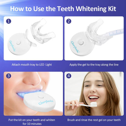 Teeth Whitening Kit with LED Light, 10 Min Fast Teeth Whitener with 3 Professional Teeth Whitening Gel, Safe Enamel and Non-Sens