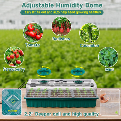Professional Seed Starter Tray with Integrated Grow Light, 36-Cell Germination Kit, Humidity Dome, and Adjustable Three-Color Lighting System