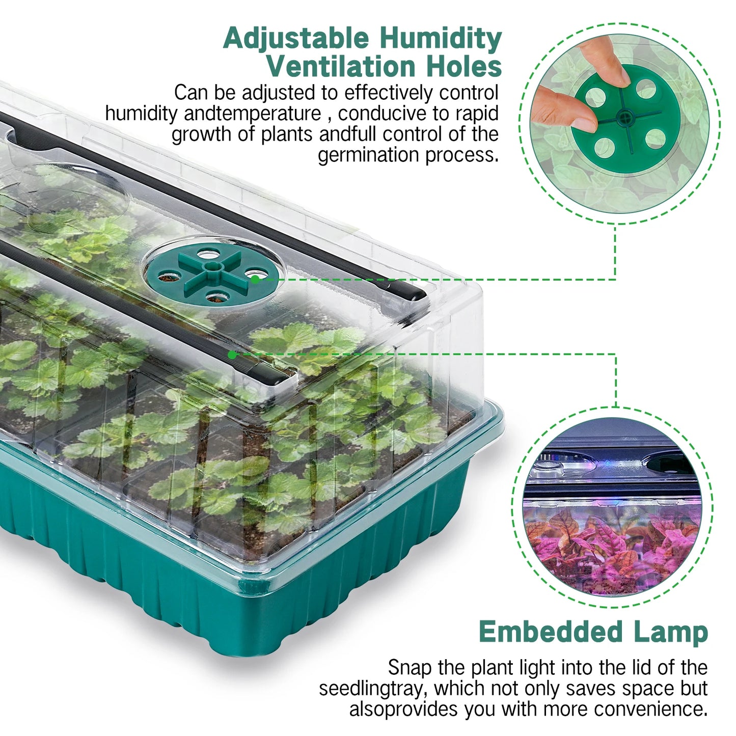 Professional Seed Starter Tray with Integrated Grow Light, 36-Cell Germination Kit, Humidity Dome, and Adjustable Three-Color Lighting System