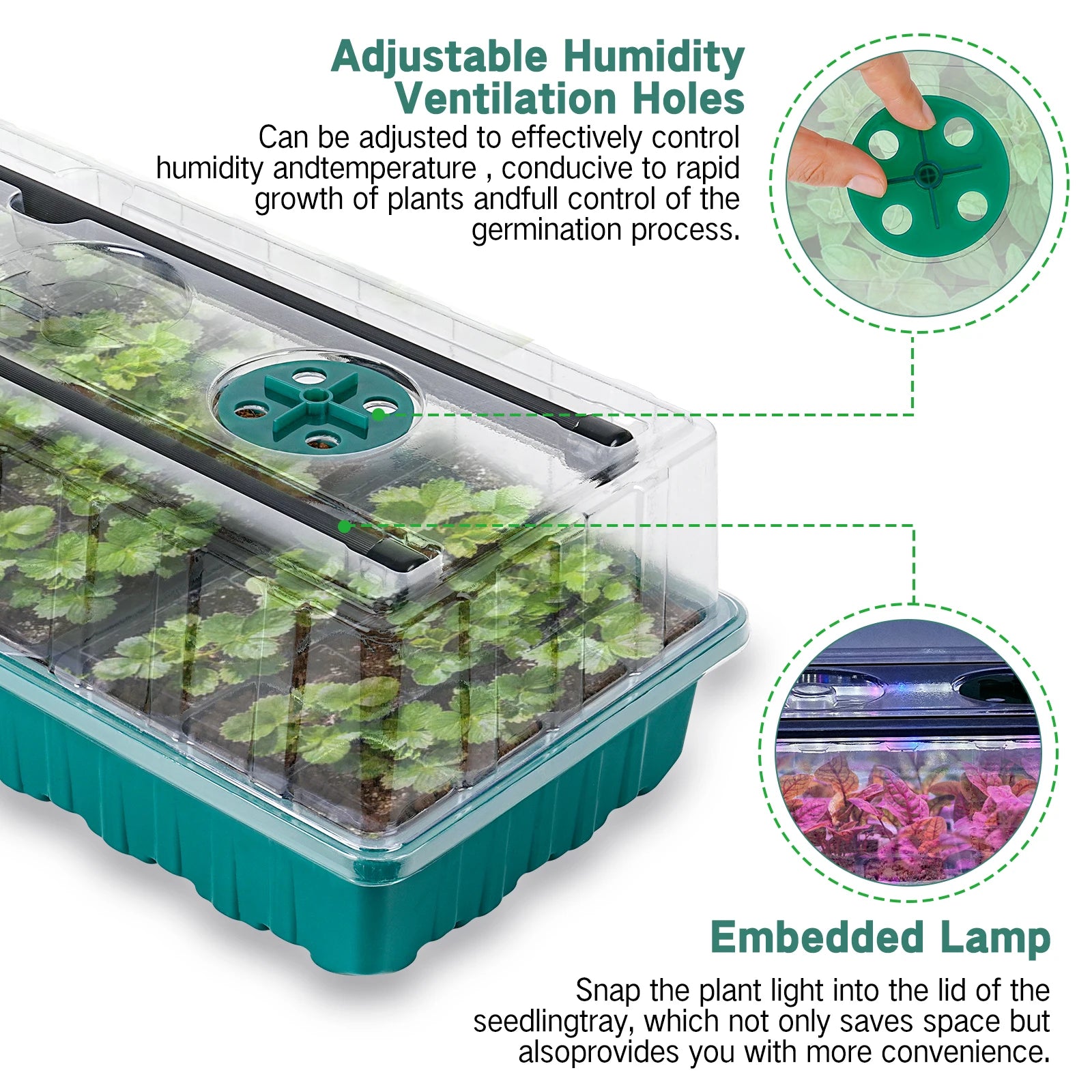 Professional Seed Starter Tray with Integrated Grow Light, 36-Cell Germination Kit, Humidity Dome, and Adjustable Three-Color Lighting System