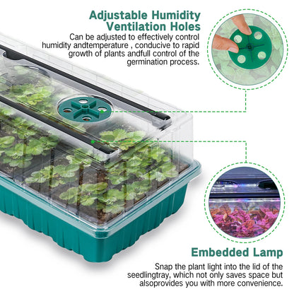 Professional Seed Starter Tray with Integrated Grow Light, 36-Cell Germination Kit, Humidity Dome, and Adjustable Three-Color Lighting System