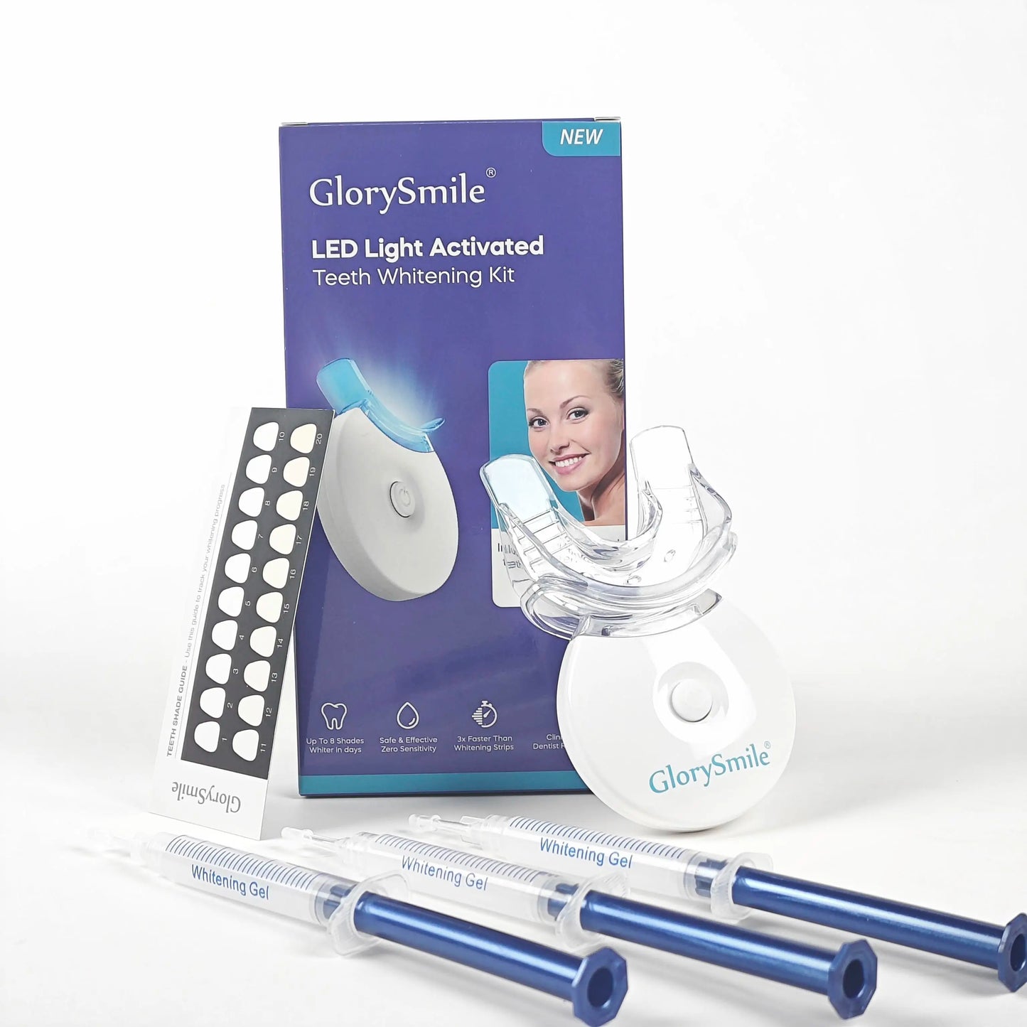 Teeth Whitening Kit with LED Light, 10 Min Fast Teeth Whitener with 3 Professional Teeth Whitening Gel, Safe Enamel and Non-Sens