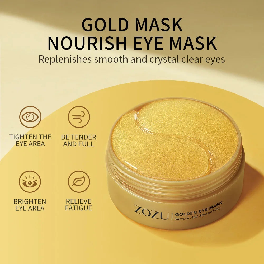 Avocado and Golden Collagen Eye Masks - 60 Pcs for Dark Circle Reduction, Moisturizing Anti-Wrinkle Care