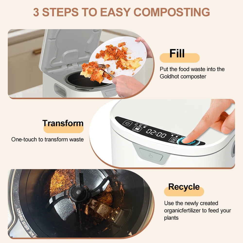 Electric Kitchen Composter 4.2L - Home Smart Food Waste Recycling Machine for Dry Fertilizer Production